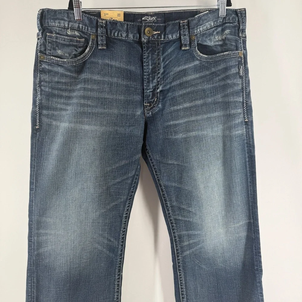 Silver Jeans Co Zac Relaxed Fit Straight Leg Jeans Blue W40 L30 M42408RAS301